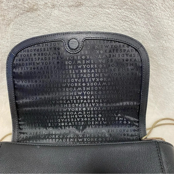 Kate Spade Jill Longacre Couth Black Leather Shoulder Bag Handbag Chain Strap - Picture 10 of 16